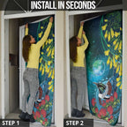 New Zealand Tui Bird Door Cover Maori Koru With Pohutukawa Galaxy Style - Aussie Hoodie
