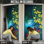 New Zealand Tui Bird Door Cover Maori Koru With Pohutukawa Galaxy Style - Aussie Hoodie