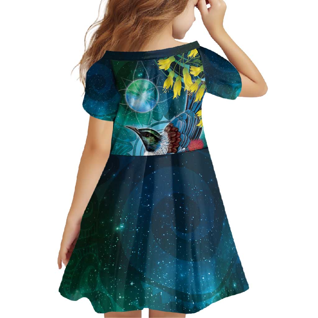 New Zealand Tui Bird Family Matching Mermaid Dress and Hawaiian Shirt Maori Koru With Pohutukawa Galaxy Style - Aussie Hoodie