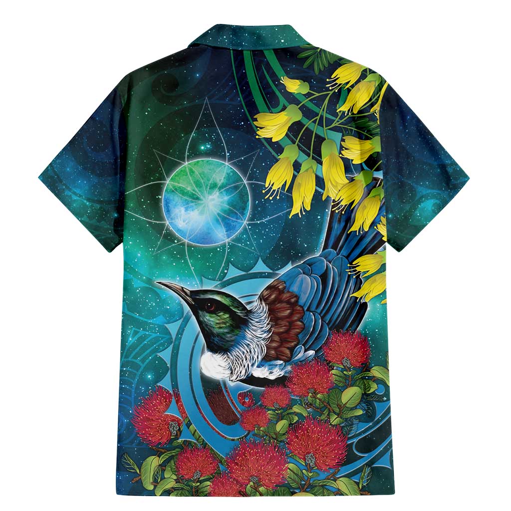 New Zealand Tui Bird Family Matching Mermaid Dress and Hawaiian Shirt Maori Koru With Pohutukawa Galaxy Style - Aussie Hoodie