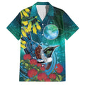 New Zealand Tui Bird Family Matching Off Shoulder Short Dress and Hawaiian Shirt Maori Koru With Pohutukawa Galaxy Style - Aussie Hoodie