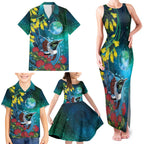 New Zealand Tui Bird Family Matching Tank Maxi Dress and Hawaiian Shirt Maori Koru With Pohutukawa Galaxy Style - Aussie Hoodie