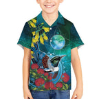 New Zealand Tui Bird Hawaiian Shirt Maori Koru With Pohutukawa Galaxy Style - Aussie Hoodie