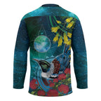 New Zealand Tui Bird Hockey Jersey Maori Koru With Pohutukawa Galaxy Style - Aussie Hoodie