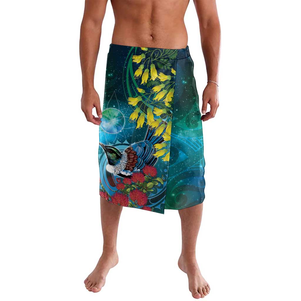 New Zealand Tui Bird Lavalava Maori Koru With Pohutukawa Galaxy Style - Aussie Hoodie