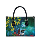 New Zealand Tui Bird Leather Bag Maori Koru With Pohutukawa Galaxy Style - Aussie Hoodie