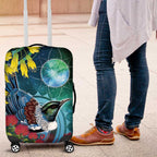 New Zealand Tui Bird Luggage Cover Maori Koru With Pohutukawa Galaxy Style - Aussie Hoodie