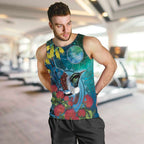 New Zealand Tui Bird Men Tank Top Maori Koru With Pohutukawa Galaxy Style - Aussie Hoodie