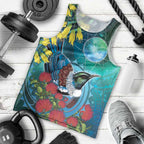 New Zealand Tui Bird Men Tank Top Maori Koru With Pohutukawa Galaxy Style - Aussie Hoodie