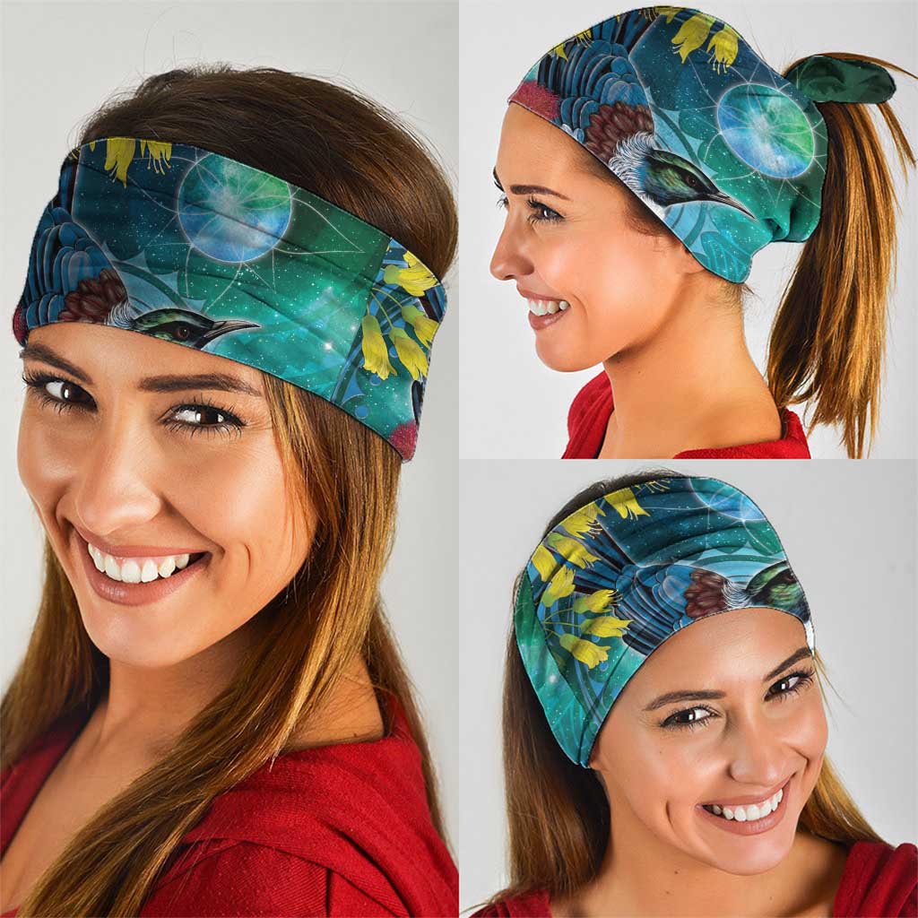 New Zealand Tui Bird Neck Gaiter Maori Koru With Pohutukawa Galaxy Style - Aussie Hoodie