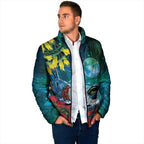 New Zealand Tui Bird Padded Jacket Maori Koru With Pohutukawa Galaxy Style - Aussie Hoodie