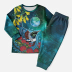 New Zealand Tui Bird Christmas Pajama Set Maori Koru With Pohutukawa Galaxy Style - Aussie Hoodie