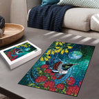 New Zealand Tui Bird Puzzle Maori Koru With Pohutukawa Galaxy Style - Aussie Hoodie