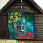 New Zealand Tui Bird Quilt Maori Koru With Pohutukawa Galaxy Style - Aussie Hoodie