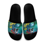 New Zealand Tui Bird Slide Sandals Maori Koru With Pohutukawa Galaxy Style - Aussie Hoodie