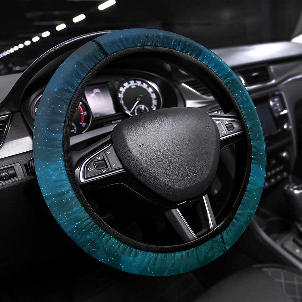 New Zealand Tui Bird Steering Wheel Cover Maori Koru With Pohutukawa Galaxy Style - Aussie Hoodie