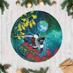 New Zealand Tui Bird Tree Skirt Maori Koru With Pohutukawa Galaxy Style - Aussie Hoodie