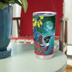New Zealand Tui Bird Tumbler Cup Maori Koru With Pohutukawa Galaxy Style - Aussie Hoodie
