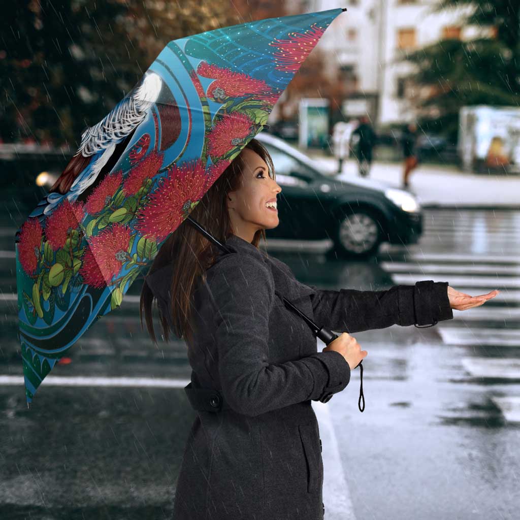 New Zealand Tui Bird Umbrella Maori Koru With Pohutukawa Galaxy Style - Aussie Hoodie
