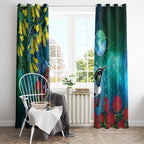 New Zealand Tui Bird Window Curtain Maori Koru With Pohutukawa Galaxy Style - Aussie Hoodie