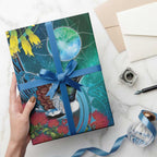 New Zealand Tui Bird Wrapping Paper Maori Koru With Pohutukawa Galaxy Style