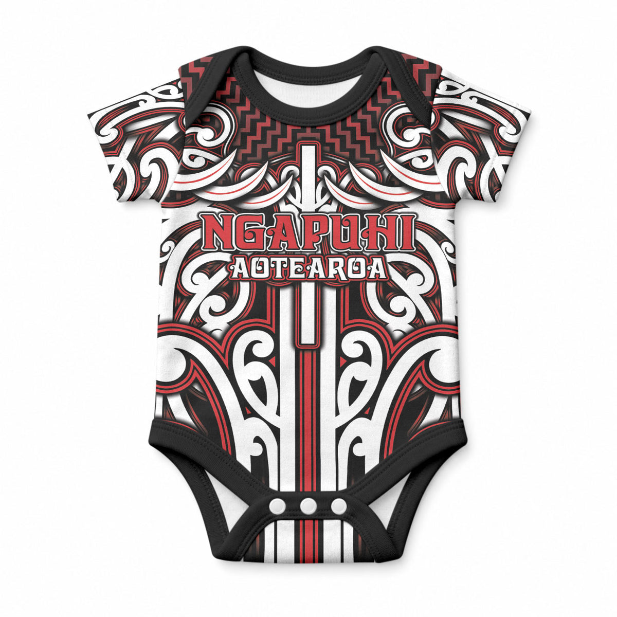 Custom Aotearoa Ngapuhi Baby Onesie Maori Tribal Pattern Mix Poutama