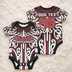 Custom Aotearoa Ngapuhi Baby Onesie Maori Tribal Pattern Mix Poutama