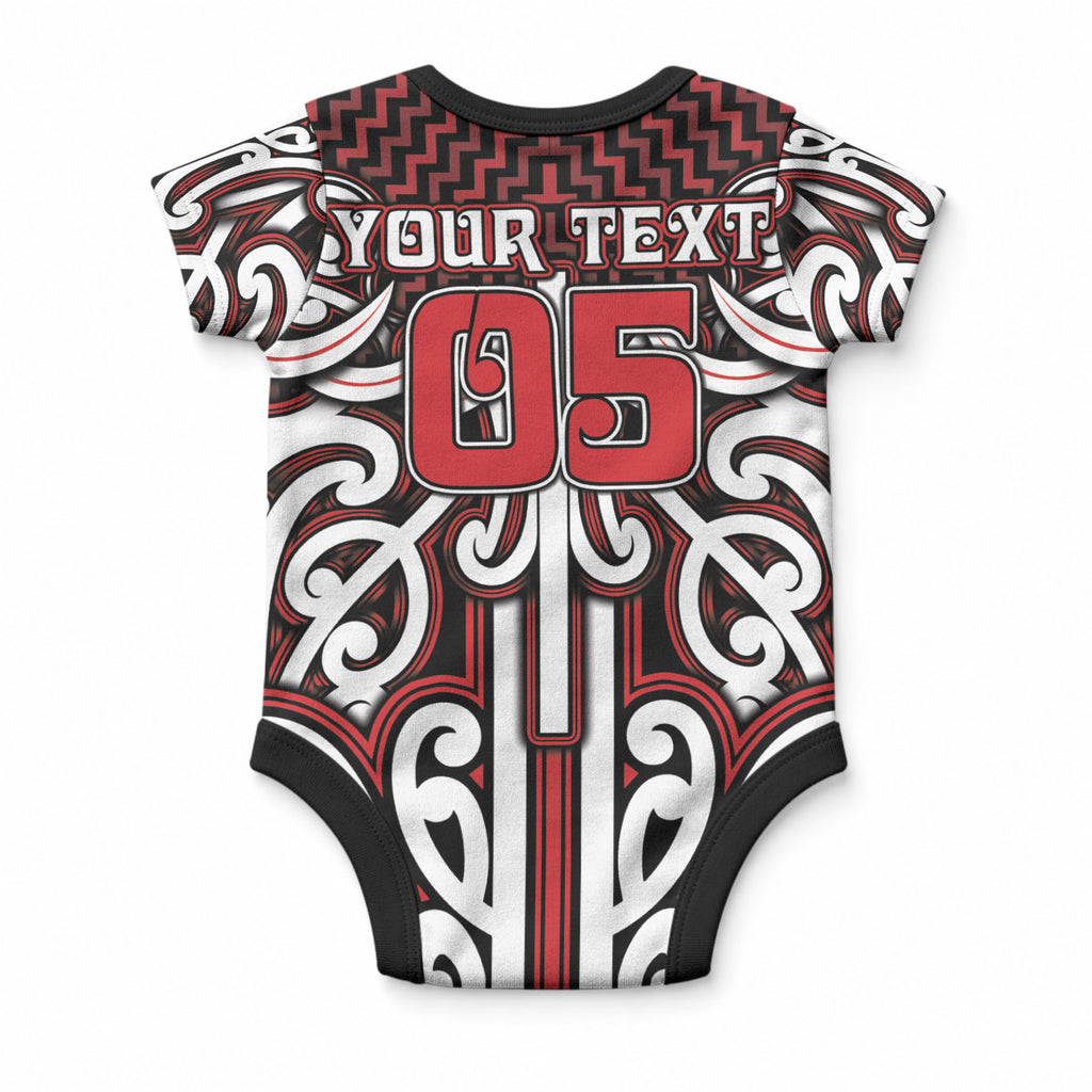 Custom Aotearoa Ngapuhi Baby Onesie Maori Tribal Pattern Mix Poutama