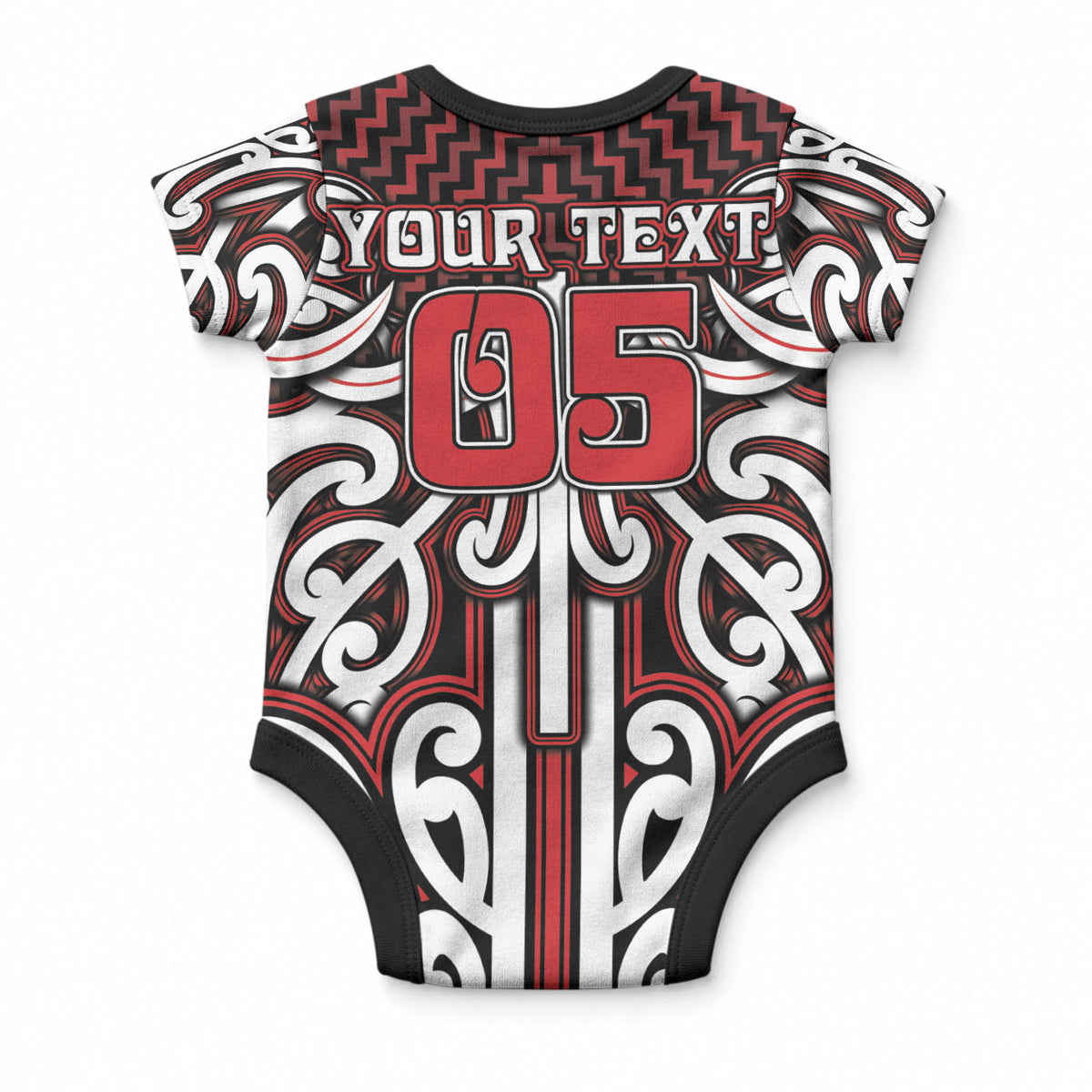 Custom Aotearoa Ngapuhi Baby Onesie Maori Tribal Pattern Mix Poutama