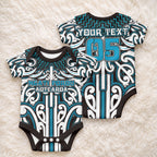 Custom Aotearoa Ngati Porou Baby Onesie Maori Tribal Pattern Mix Poutama