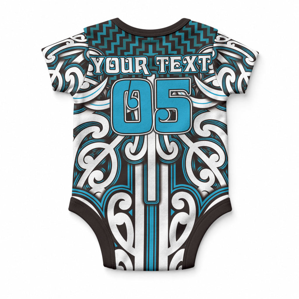 Custom Aotearoa Ngati Porou Baby Onesie Maori Tribal Pattern Mix Poutama