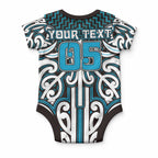 Custom Aotearoa Ngati Porou Baby Onesie Maori Tribal Pattern Mix Poutama