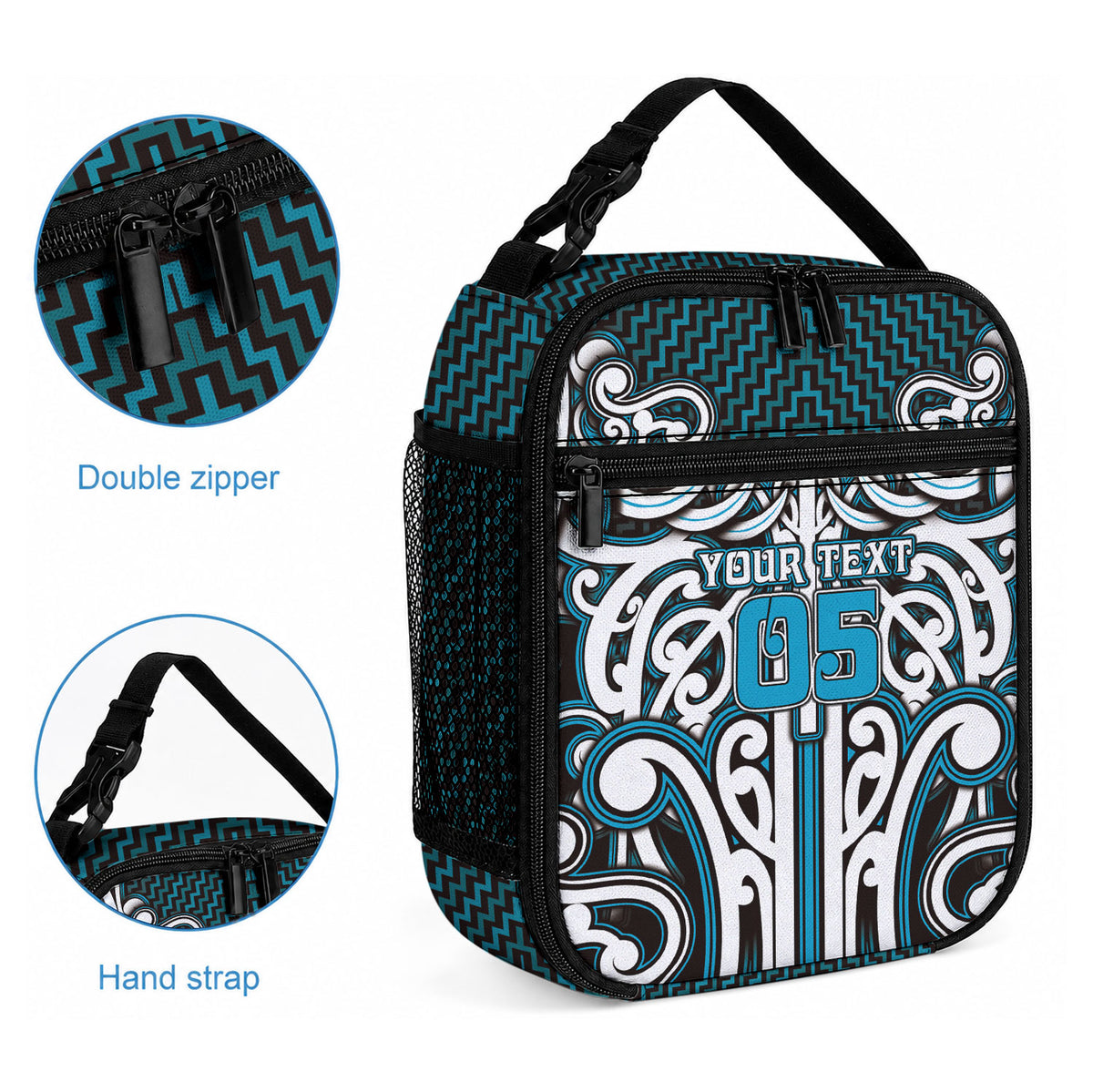 Custom Aotearoa Ngati Porou Lunch Bag Maori Tribal Pattern Mix Poutama