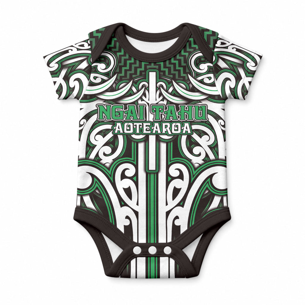 Custom Aotearoa Ngai Tahu Baby Onesie Maori Tribal Pattern Mix Poutama