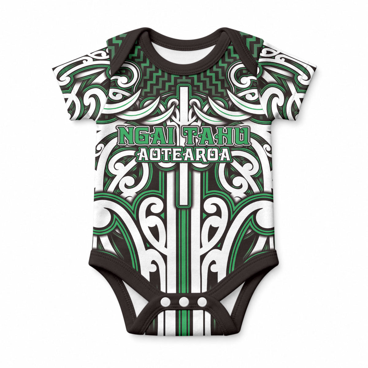 Custom Aotearoa Ngai Tahu Baby Onesie Maori Tribal Pattern Mix Poutama