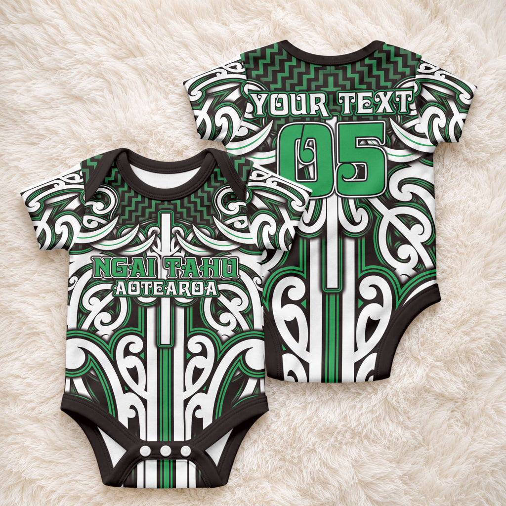Custom Aotearoa Ngai Tahu Baby Onesie Maori Tribal Pattern Mix Poutama