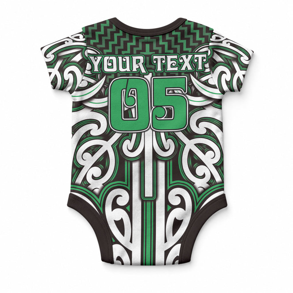 Custom Aotearoa Ngai Tahu Baby Onesie Maori Tribal Pattern Mix Poutama