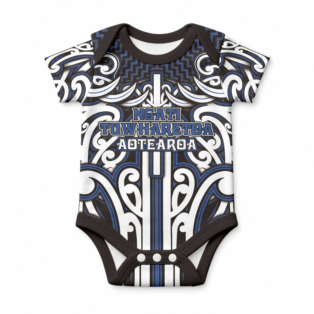 Custom Aotearoa Ngati Tuwharetoa Baby Onesie Maori Tribal Pattern Mix Poutama