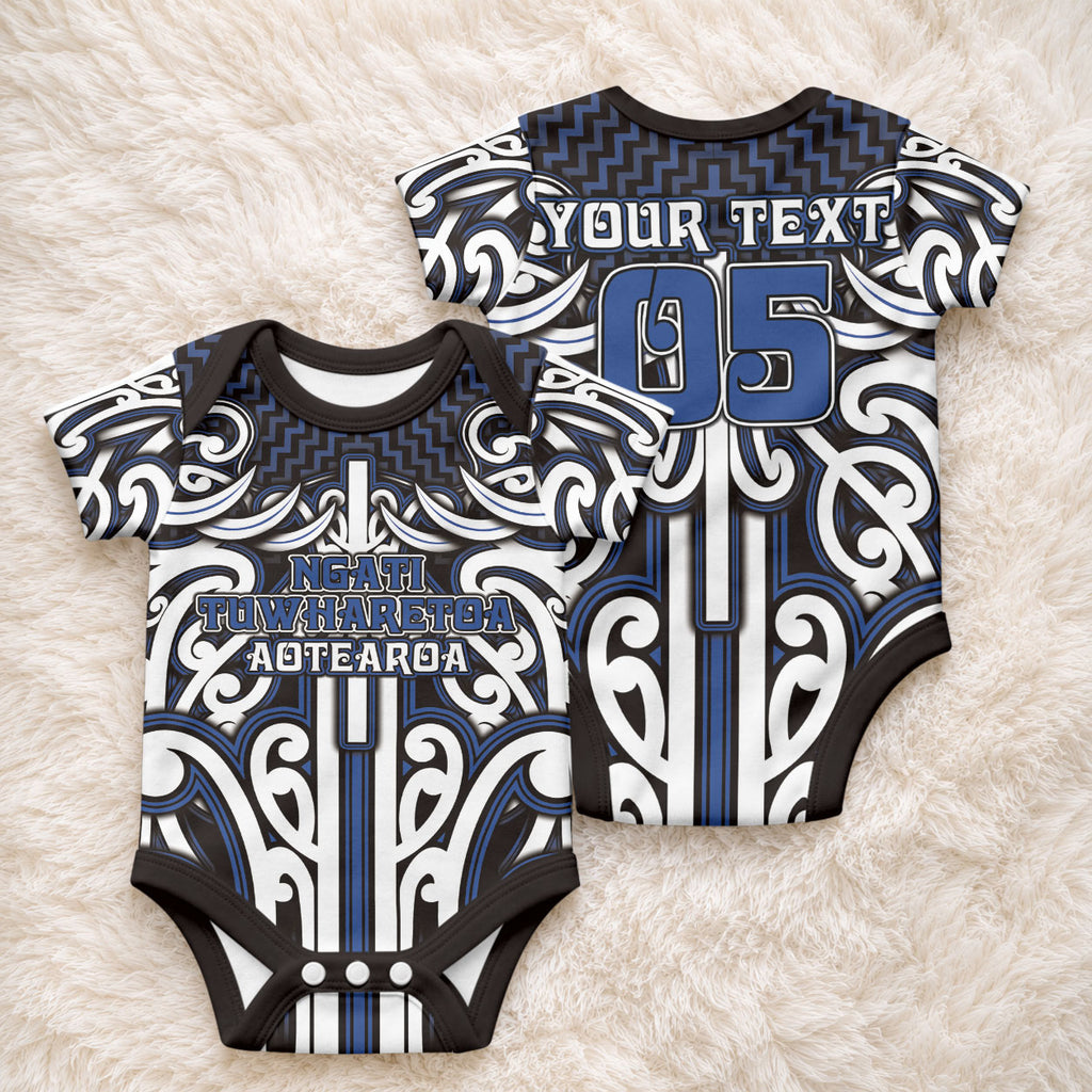 Custom Aotearoa Ngati Tuwharetoa Baby Onesie Maori Tribal Pattern Mix Poutama