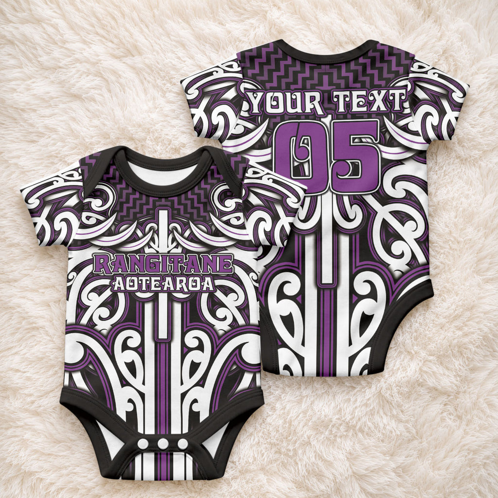 Custom Aotearoa Rangitane Baby Onesie Maori Tribal Pattern Mix Poutama