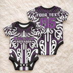 Custom Aotearoa Rangitane Baby Onesie Maori Tribal Pattern Mix Poutama
