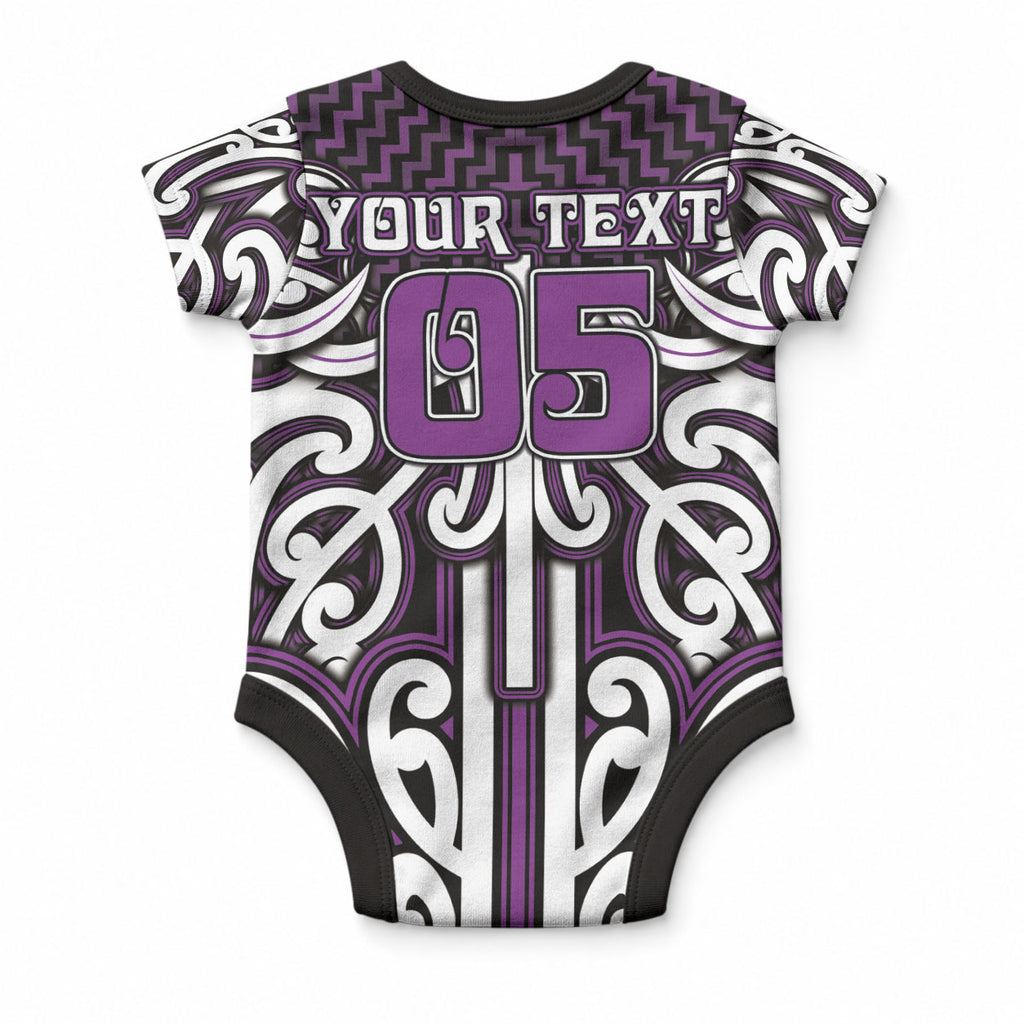 Custom Aotearoa Rangitane Baby Onesie Maori Tribal Pattern Mix Poutama