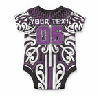 Custom Aotearoa Rangitane Baby Onesie Maori Tribal Pattern Mix Poutama