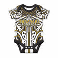 Custom Aotearoa Taranaki Baby Onesie Maori Tribal Pattern Mix Poutama