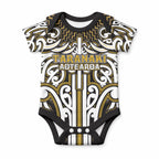 Custom Aotearoa Taranaki Baby Onesie Maori Tribal Pattern Mix Poutama