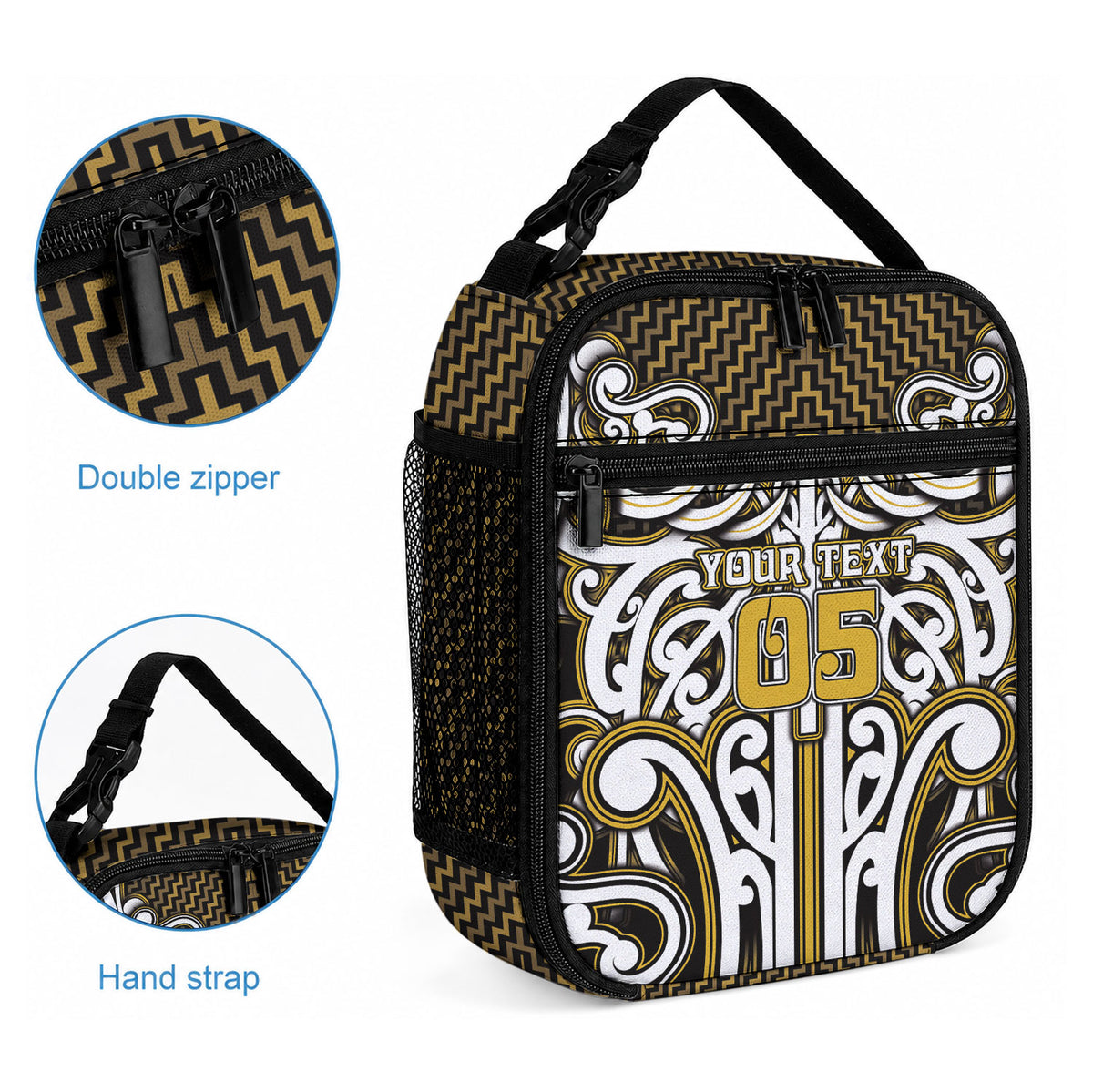 Custom Aotearoa Taranaki Lunch Bag Maori Tribal Pattern Mix Poutama