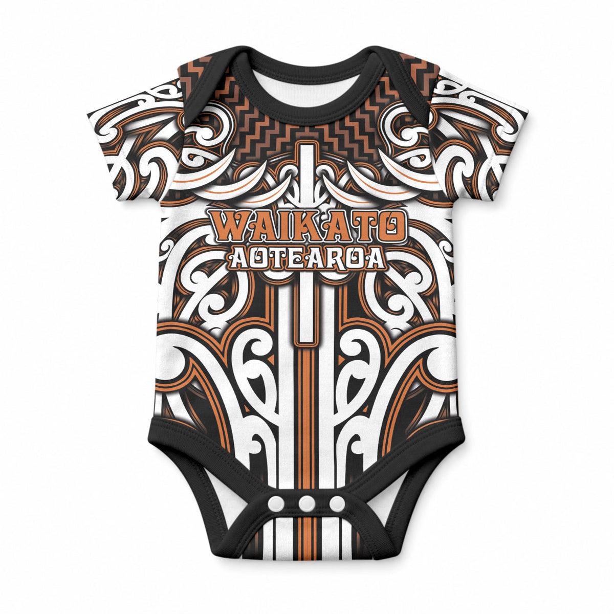 Custom Aotearoa Waikato Baby Onesie Maori Tribal Pattern Mix Poutama