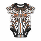 Custom Aotearoa Waikato Baby Onesie Maori Tribal Pattern Mix Poutama