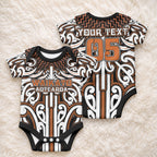 Custom Aotearoa Waikato Baby Onesie Maori Tribal Pattern Mix Poutama