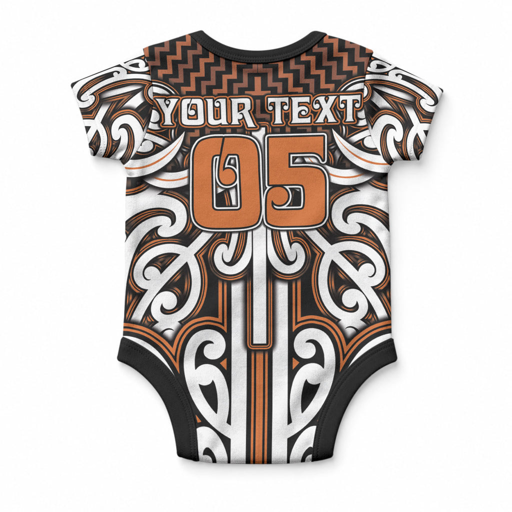 Custom Aotearoa Waikato Baby Onesie Maori Tribal Pattern Mix Poutama